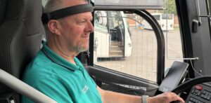 driver wearing Aigo headband EEG