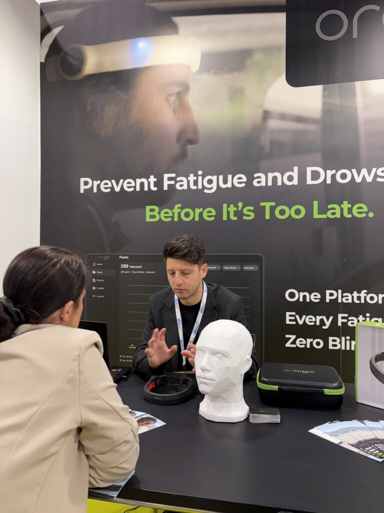 CEO explaining Oraigo's driver fatigue detection solution to transport specialist